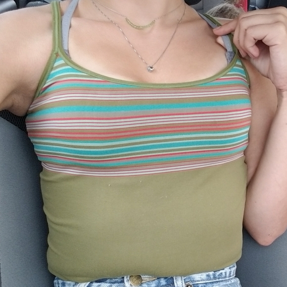 Patagonia Tops - Patagonia Olive Green exercise tank- built in bra